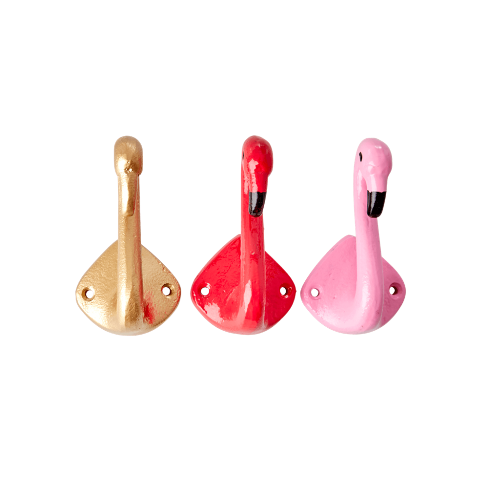 Flamingo Shaped Coloured Metal Hooks By Rice DK